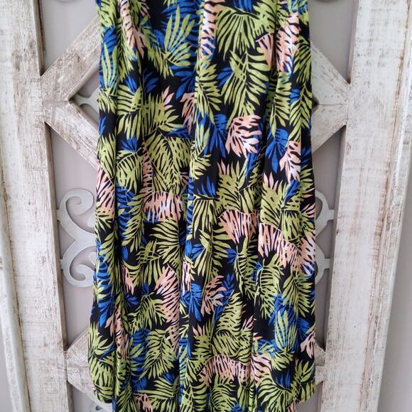 Tyche Women's Flowy Asymmetric Adjustable Tie Back Strap Midi Dress Tropical - Picture 8 of 13